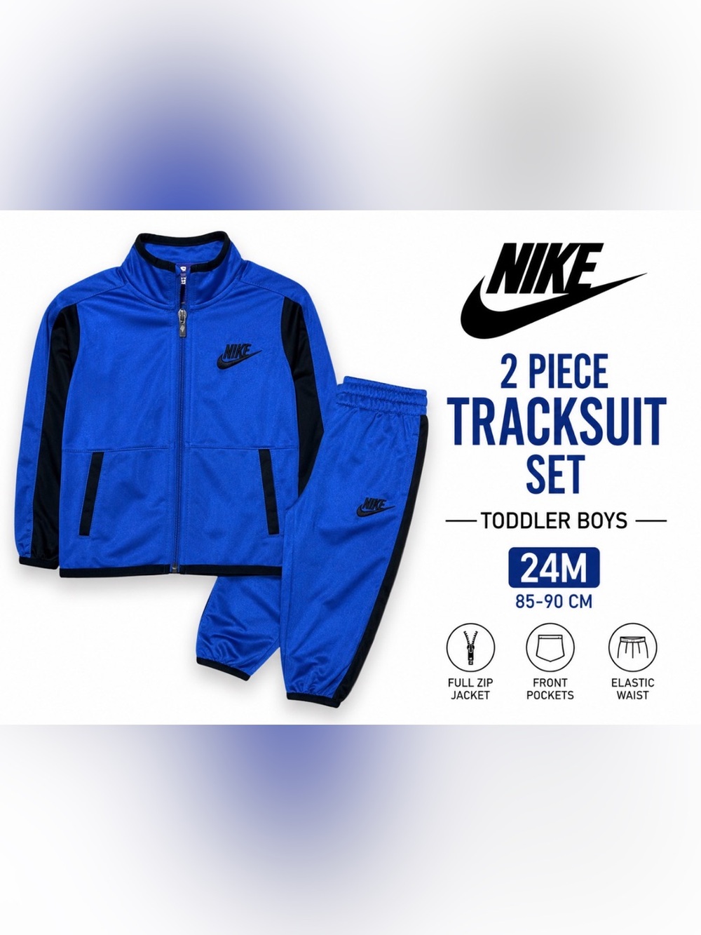 Nike Toddler 2 Piece Tracksuit Set Blue Black Jacket Pants 24M NWT